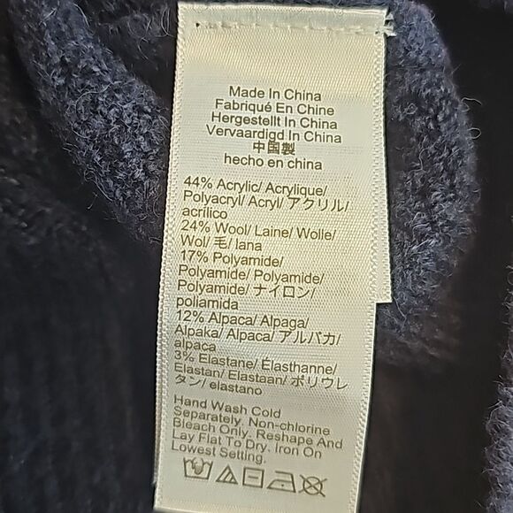 J. Crew NWOT Pointelle cable-knit crewneck sweater alpaca wool navy Small‎ - Picture 6 of 10